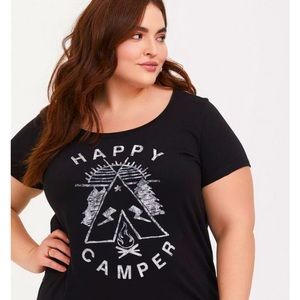 TORRID HAPPY CAMPER BLACK SLIM FIT CREW TEE - NWT 2X
